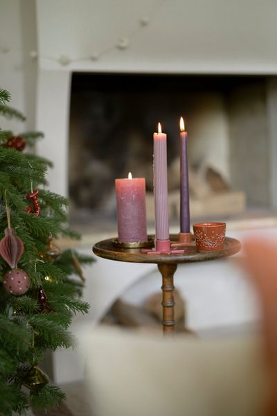 Pink, star-shaped, porcelain candlestick for dinner candle