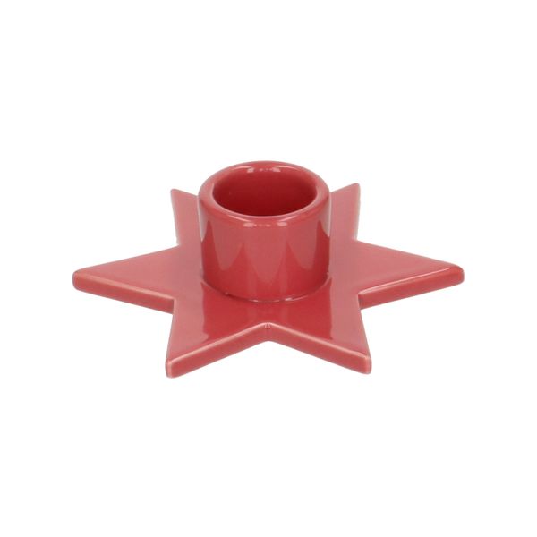 Pink, star-shaped, porcelain candlestick for dinner candle