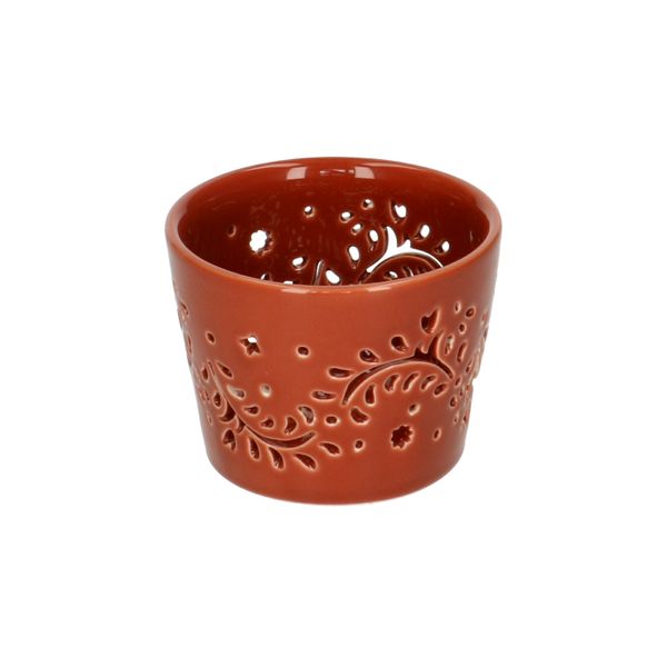 Terracotta-coloured porcelain tealight holder, Ø approx. 7 cm