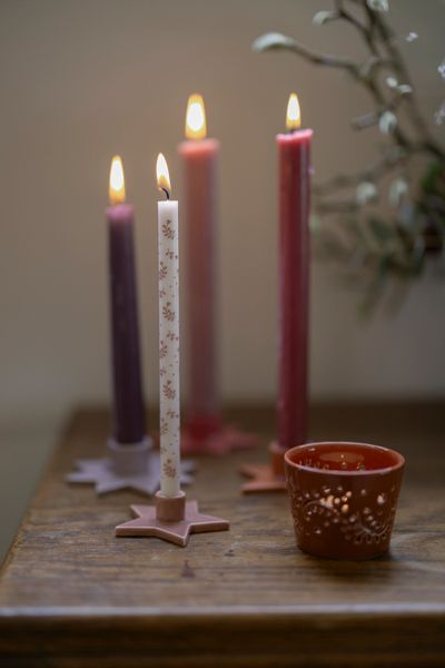 Terracotta-coloured porcelain tealight holder, Ø approx. 7 cm