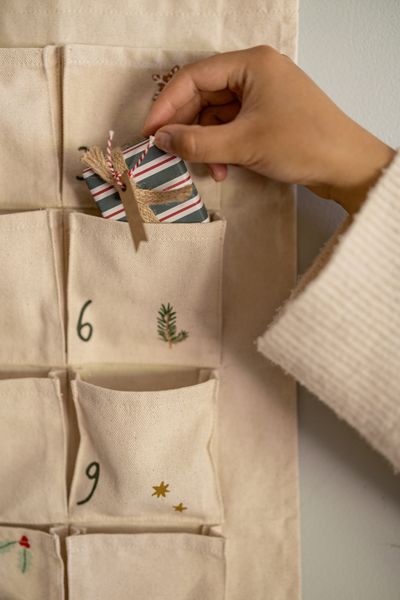 Recycled cotton advent calendar, 24 windows, 115 x 40 cm