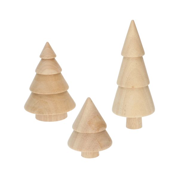 Unpainted, wooden Christmas tree, approx. 8 cm