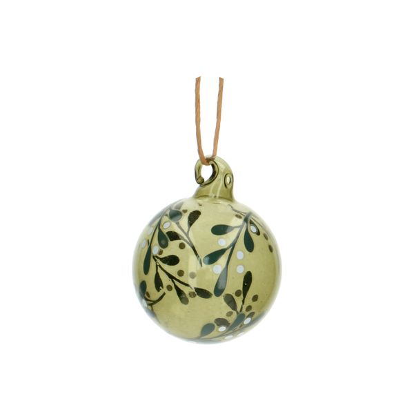 Green glass Christmas bauble, small, Ø 5 cm