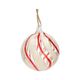 Red and white glass Christmas bauble with twisted stripes, Ø 5 cm