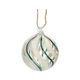 Green-white glass Christmas bauble with twisted stripes, Ø 5 cm