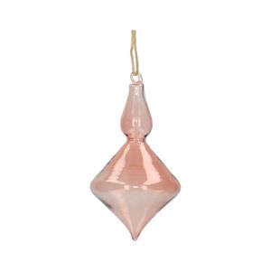 Kerstbal, pegel, glas, roze, 8 cm