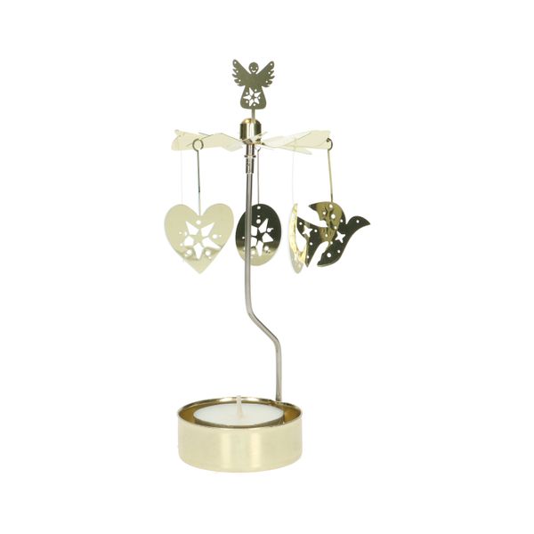 Rotating, metal, angel-shaped tealight holder, approx. 15 cm