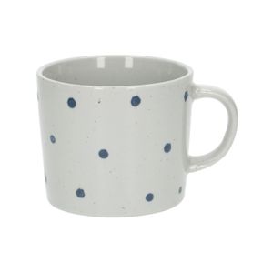 Stoneware mug with light-grey dots and a reactive glaze, Ø 10 cm