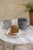 Becher, Steingut, reaktive Glasur, Blatt, dunkelgrau, Ø 10 cm  Becher, Steingut, reaktive Glasur, Blatt, dunkelgrau, Ø 10 cm