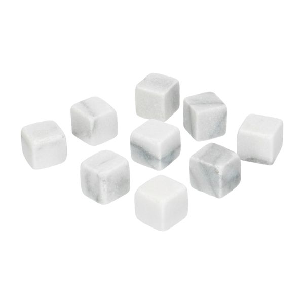 9, white, marble ice cubes