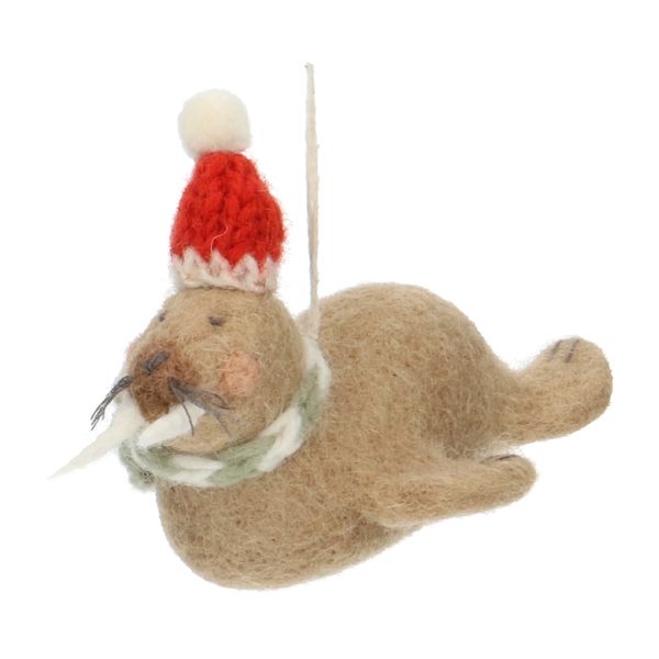 Felt, Walter the walrus, Christmas decoration, approx. 10 cm