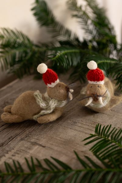 Felt, Walter the walrus, Christmas decoration, approx. 10 cm