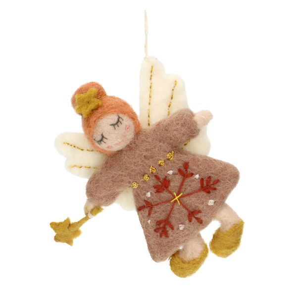 Felt, angel-shaped, Christmas decoration with red hair, approx. 10 cm