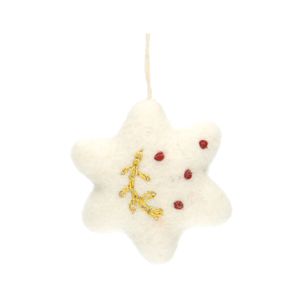 Suspension de Noël, étoile, feutrine, blanc, env. 5,5 cm