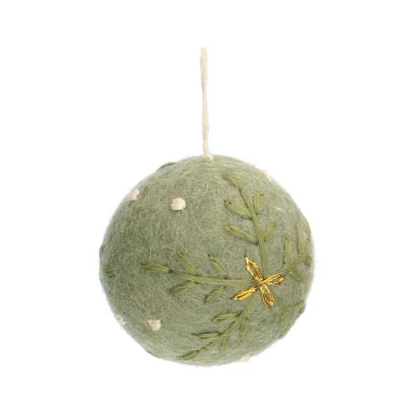 Green, felt, Christmas bauble, approx. Ø 5 cm