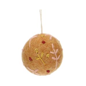 Yellow, felt, Christmas bauble, approx. Ø 5 cm