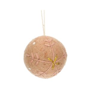 Faded pink, felt Christmas bauble, approx. Ø 5 cm