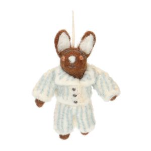 Kersthanger haas in pyjama, vilt, ca. 8 cm