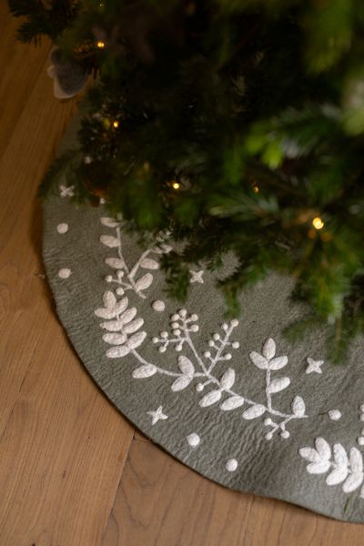 Green felt Christmas tree skirt, Ø approx. 120 cm