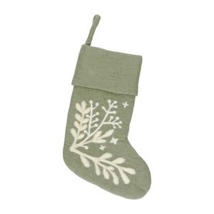 Green felt Christmas stocking with twigs, approx. 35 x 24 cm