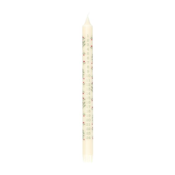 Ivory dinner advent candle with twigs and berries, 30 cm