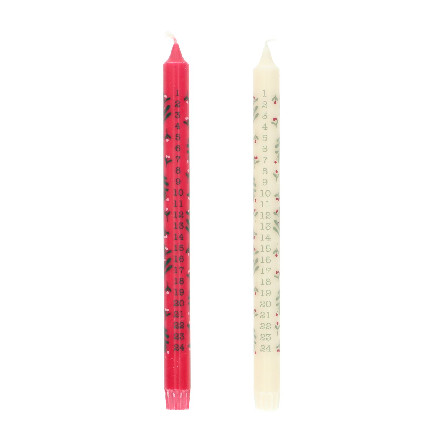 Talking Tables Adventskerze Mistelzweig – 30 Cm Hoch, 2,2 Cm Breit, Mit Zahlen 1–24, Bis 7h Brenndauer