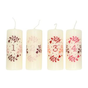 Set of 4, white Advent dinner candles, 10 cm