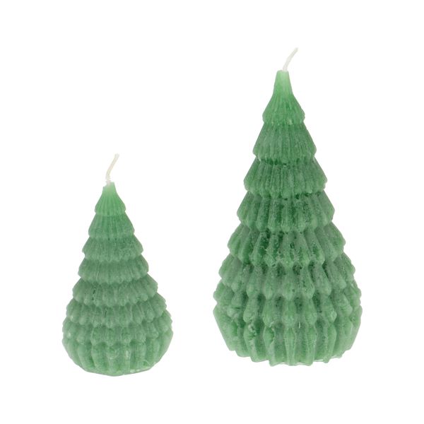 Small, dark-green ribbed Christmas tree candle