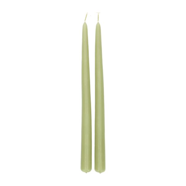 Set of 2, green, dip-dyed dinner candles