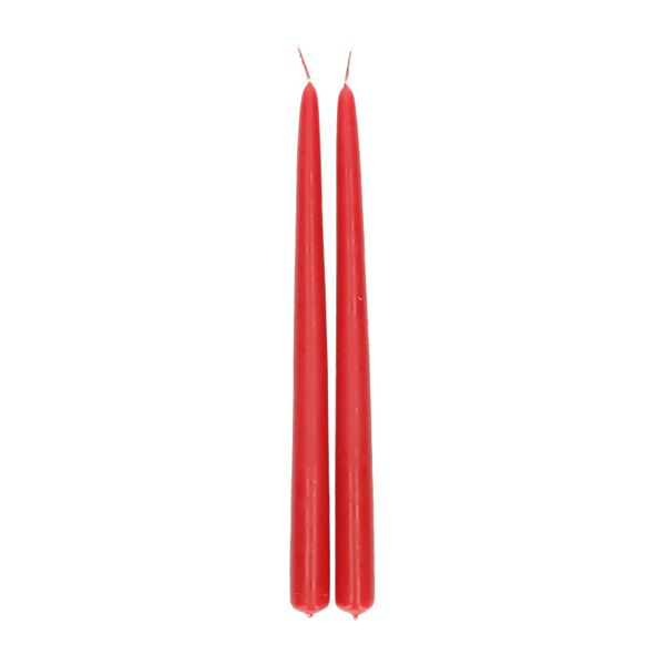 Set of 2, red, dip-dyed dinner candles