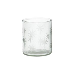 Glass tealight holder with engraved stars