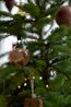 Small, pink-red, hand-painted glass Christmas bauble