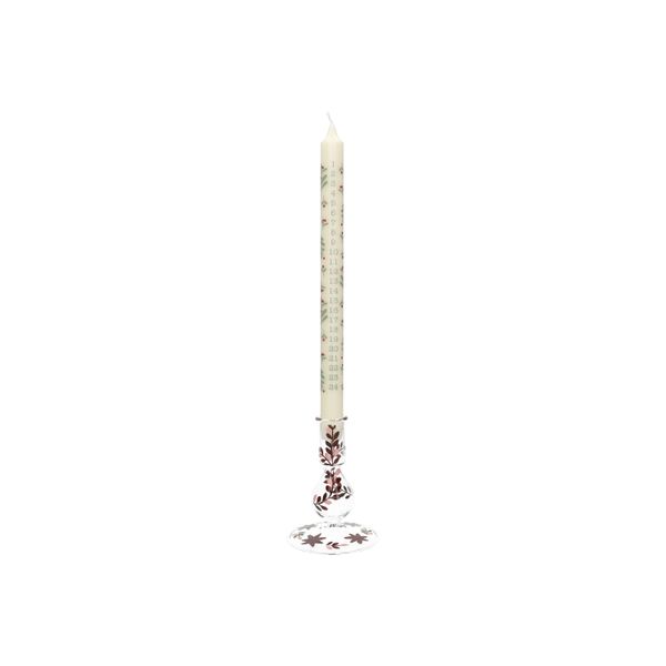 Small, pink, hand-painted glass candlestick