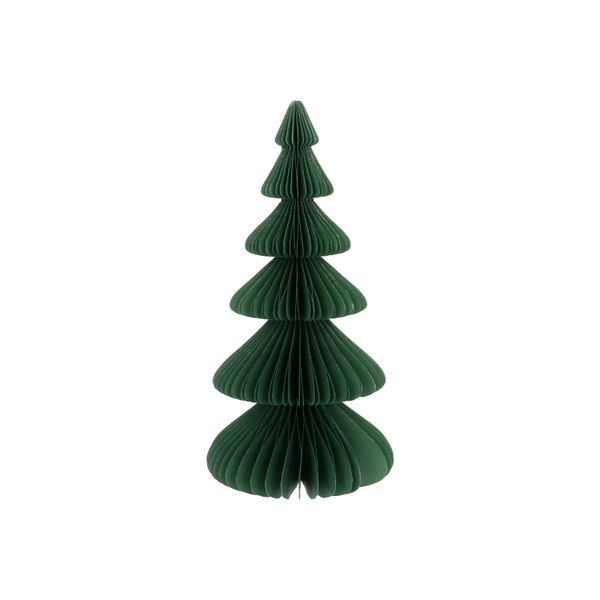 Small, dark green, fold-out paper Christmas tree