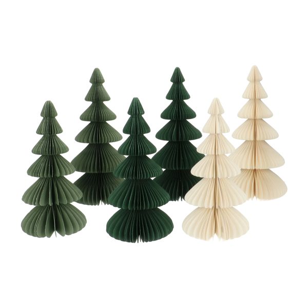 Small, dark green, fold-out paper Christmas tree