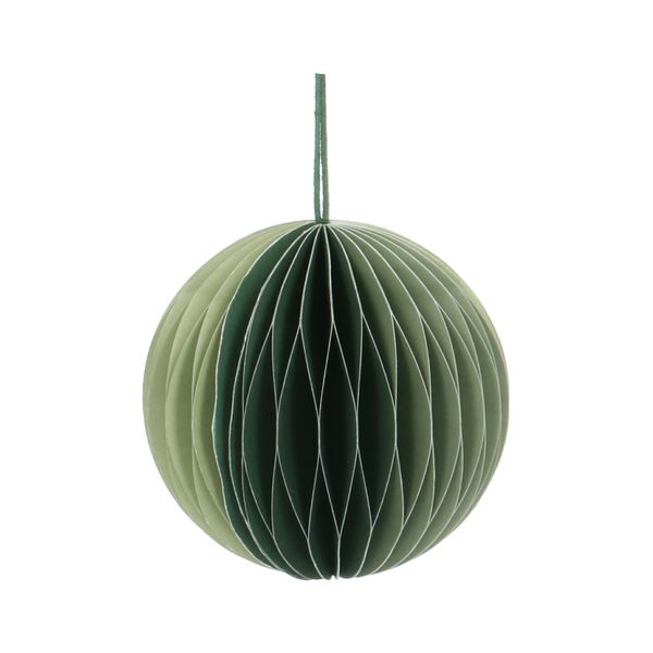 Green, fold-out paper Christmas bauble, Ø 7,5 cm