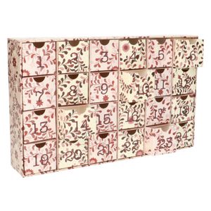 Calendrier de l'Avent, rose-rouge, 24 cases, carton