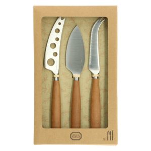 Set of 3 maple and stainless steel cheese knives 'Ghent'