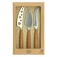 Set of 3 maple and stainless steel cheese knives 'Ghent'