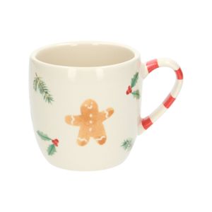 Christmas mug, stoneware, off-white, gingerbread man, Ø 9.5 cm