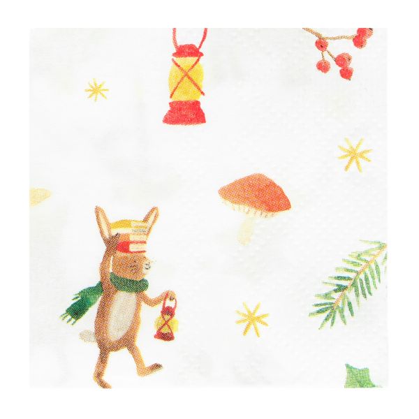 20 paper napkins with Christmas animal print, 33 x 33 cm