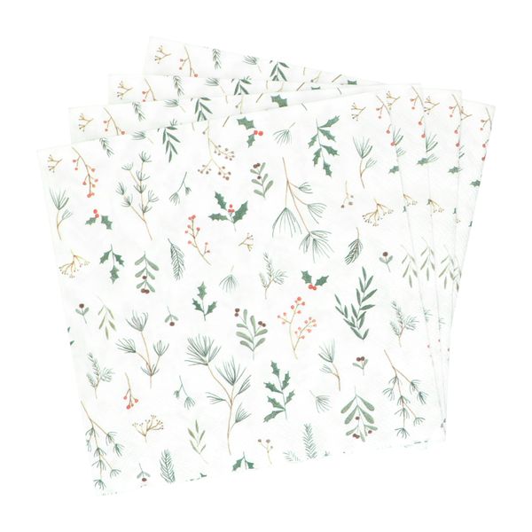 20 paper napkins with Christmas twig motif, 33 x 33 cm