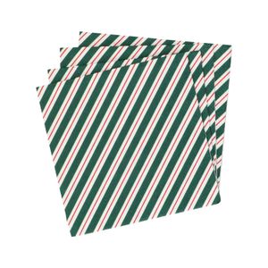 20, red and green-striped paper napkins, 25 x 25 cm