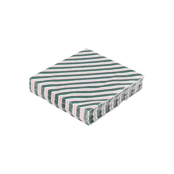 Servetten, papier, rode en groene streep, 25 x 25 cm, 20 stuks Servetten, papier, rode en groene streep, 25 x 25 cm, 20 stuks