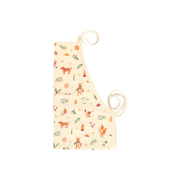 GOTS organic cotton children’s apron with a Christmas animal print