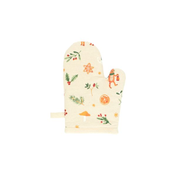 GOTS organic cotton toy oven glove with Christmas animal print