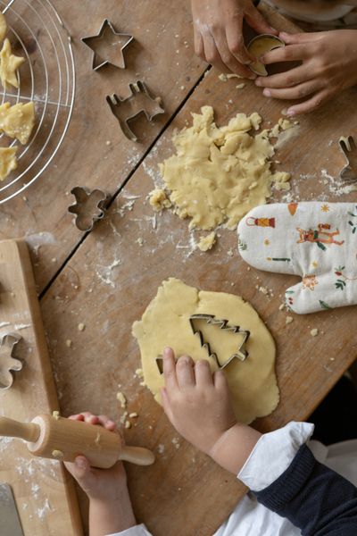 GOTS organic cotton toy oven glove with Christmas animal print