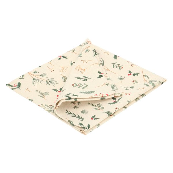 GOTS organic cotton napkin with Christmas woodland print, 40 x 40 cm