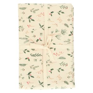 GOTS organic cotton tablecloth with Christmas woodland print, 140 x 180 cm