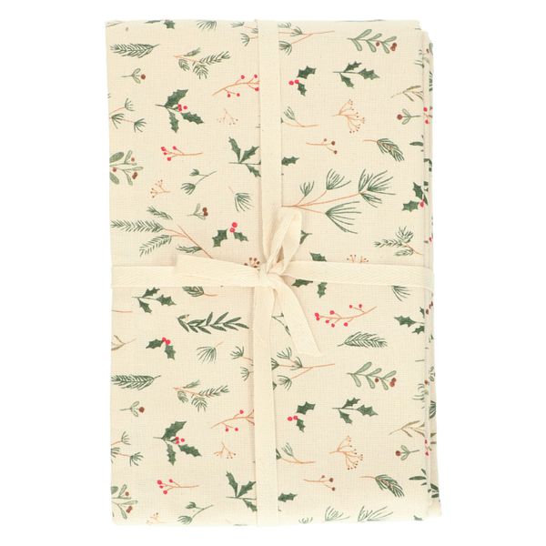 GOTS organic cotton tablecloth with Christmas woodland print, 145 x 300 cm